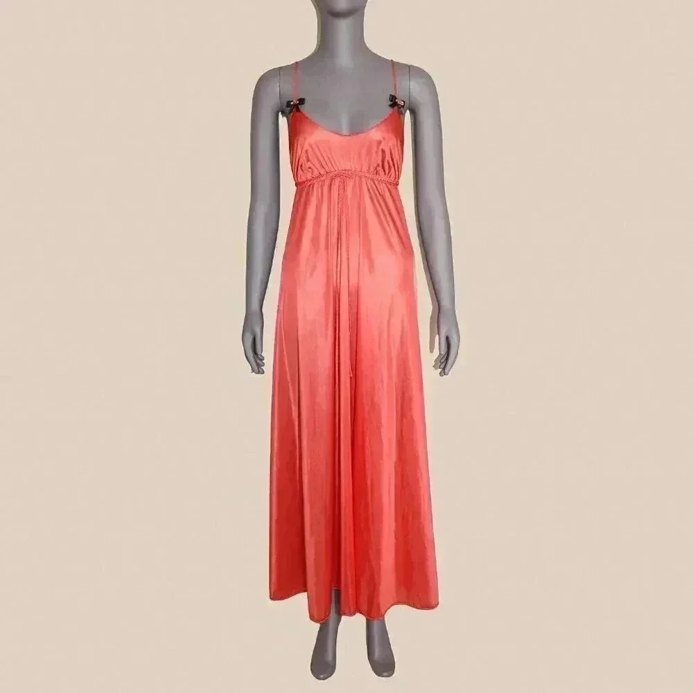 Vintage Reworked Floral Bow Tank Long Maxi Dress‎ Size Small Scoop Neck Dress